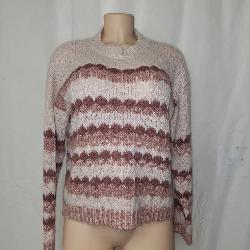 Elsamanda Chic Striped Women's Sweater in Pink and Cream Size M Made In Italy - Picture 3 of 16